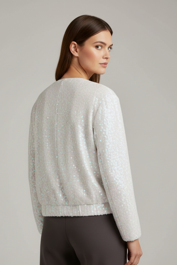 Leonora | Women's Zip Jacket | Round Neckline Textured