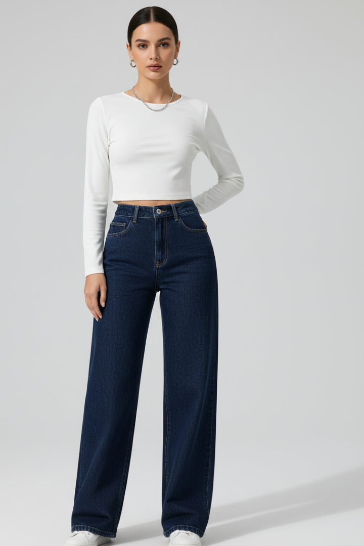Tala | Women's Pants | Wide-Leg High Waist Button Closure