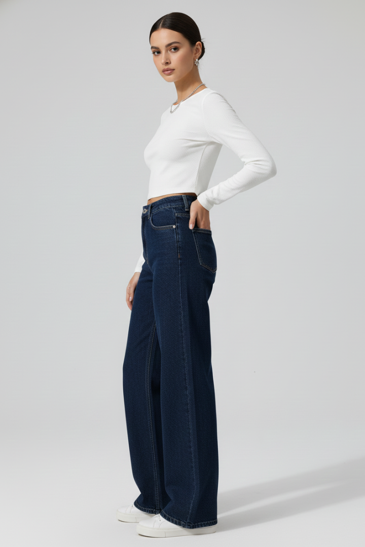 Tala | Women's Pants | Wide-Leg High Waist Button Closure