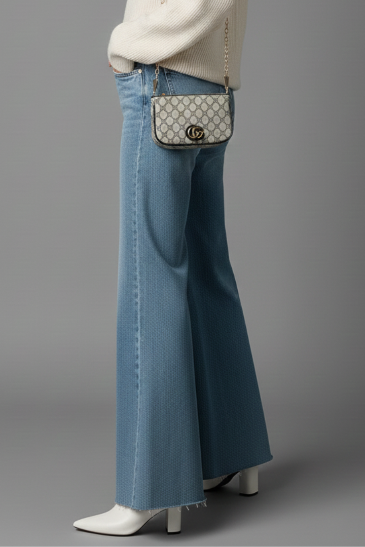 Auca | Women's Jeans | Flare High Waist Washed Finish