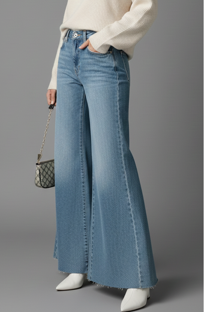 Auca | Women's Jeans | Flare High Waist Washed Finish