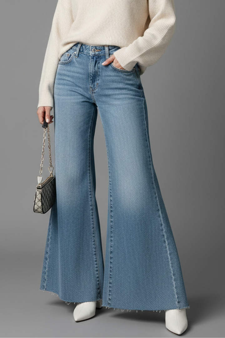 Auca | Women's Jeans | Flare High Waist Washed Finish