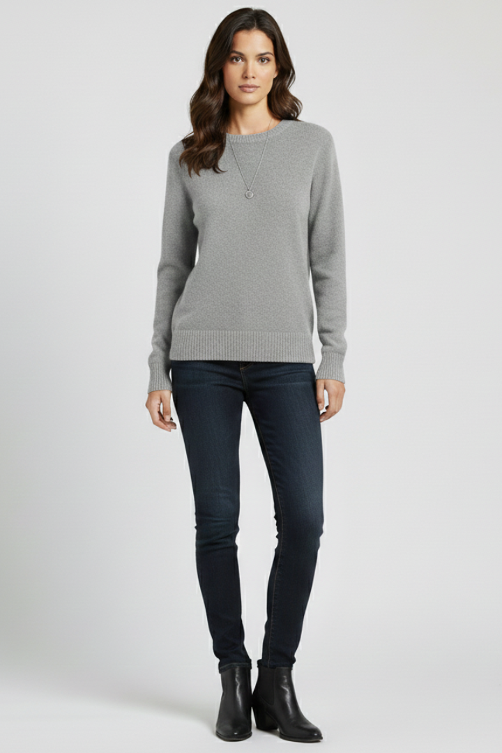 Greer | Women's Sweater | Round Neckline Ribbed Hem Knitted