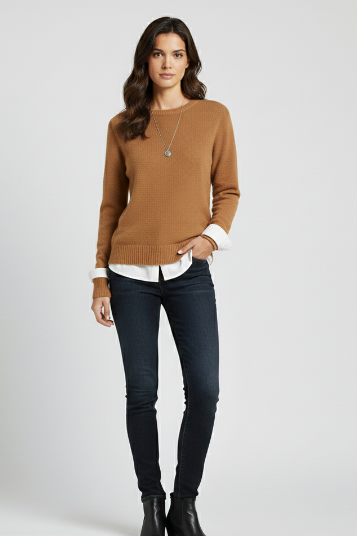 Greer | Women's Sweater | Round Neckline Ribbed Hem Knitted