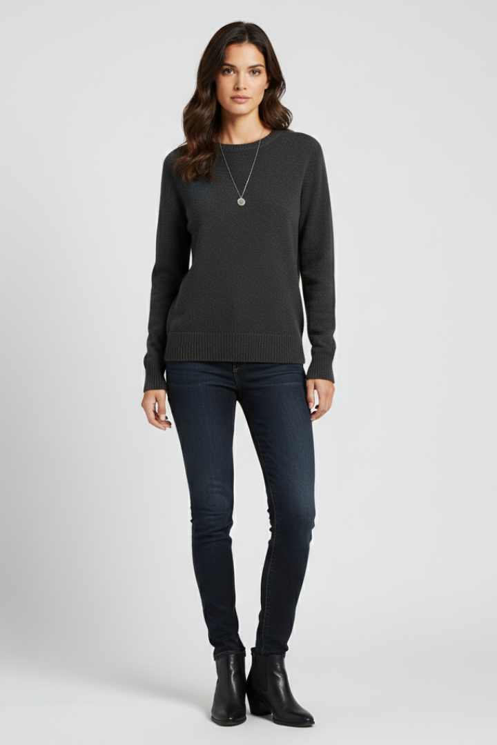 Greer | Women's Sweater | Round Neckline Ribbed Hem Knitted