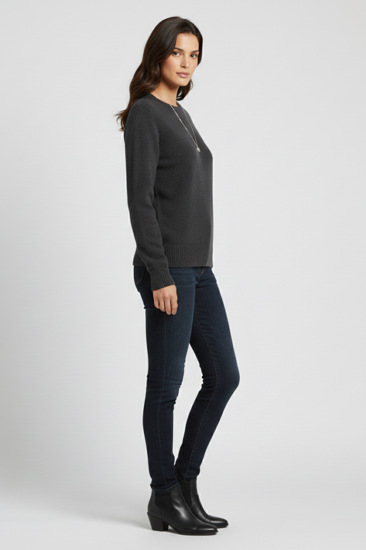 Greer | Women's Sweater | Round Neckline Ribbed Hem Knitted