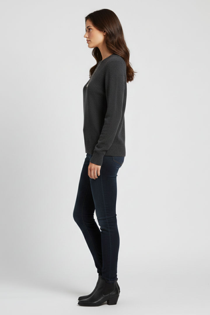 Greer | Women's Sweater | Round Neckline Ribbed Hem Knitted