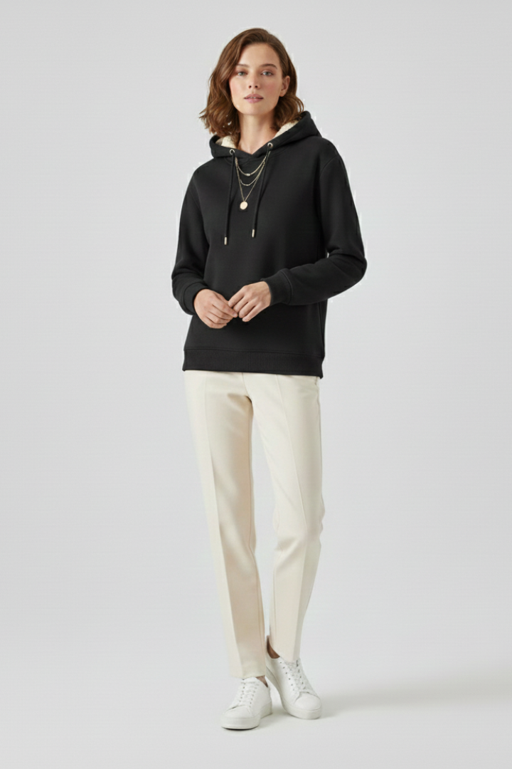 Sage | Women's Pullover Hoodie with Sherpa Lining and Ribbed Cuffs