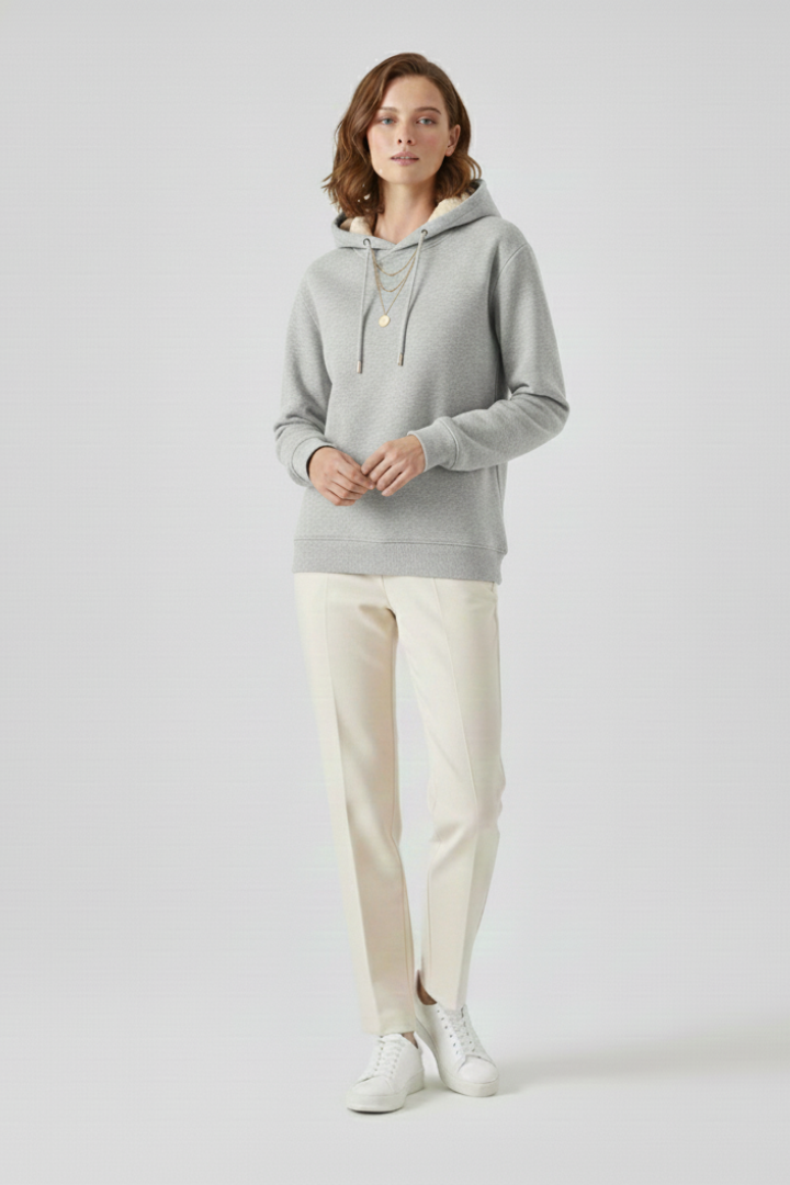 Sage | Women's Pullover Hoodie with Sherpa Lining and Ribbed Cuffs