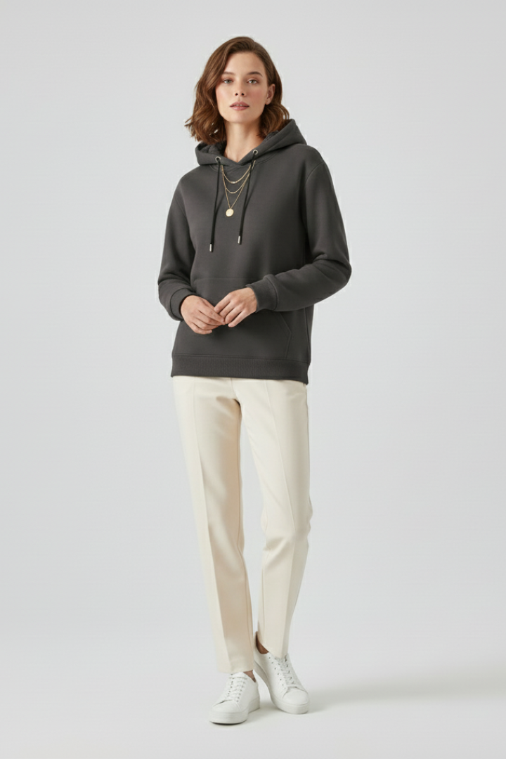 Sage | Women's Pullover Hoodie with Sherpa Lining and Ribbed Cuffs