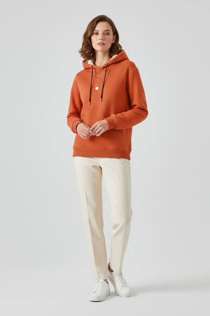 Sage | Women's Pullover Hoodie with Sherpa Lining and Ribbed Cuffs