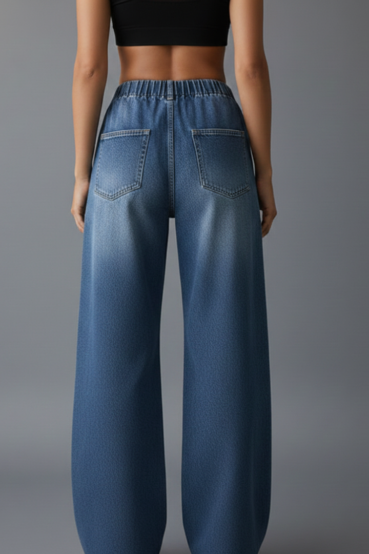 Ajja | Women's Trousers | Elastic Waist Wide Legs Relaxed