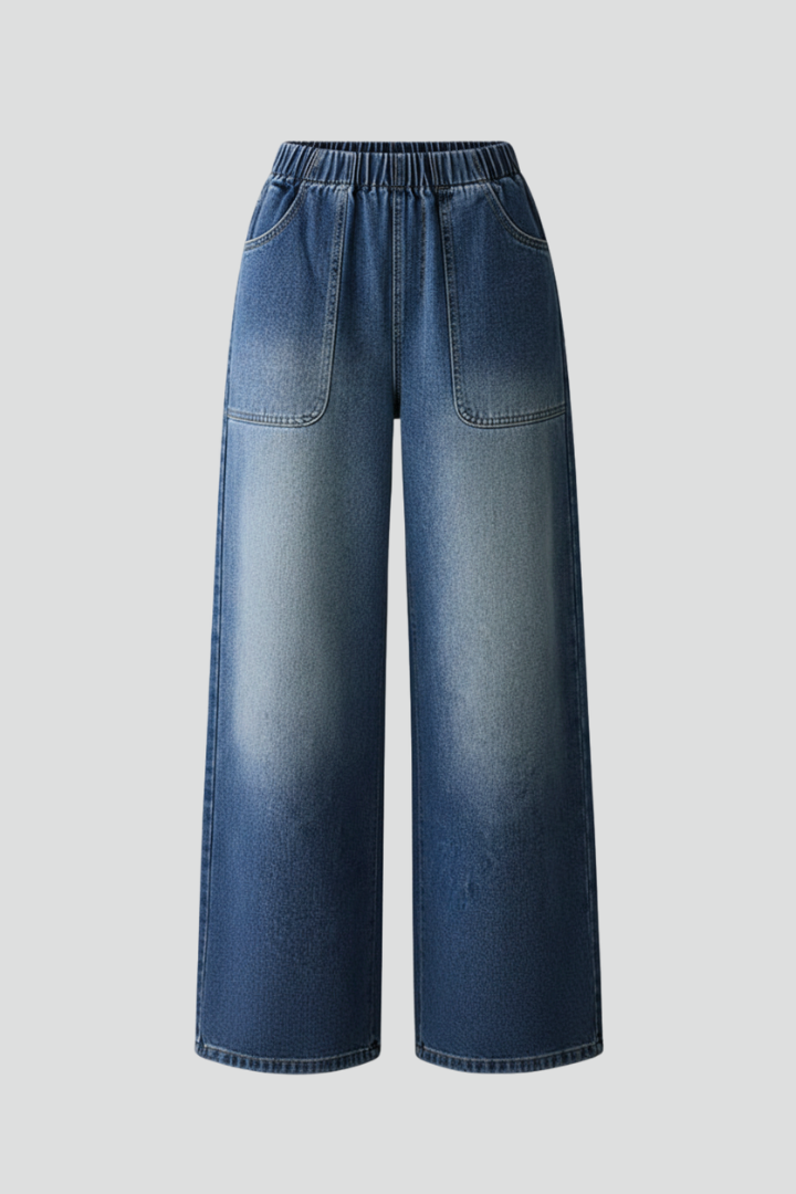 Ajja | Women's Trousers | Elastic Waist Wide Legs Relaxed