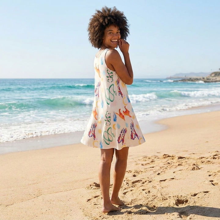 Women's Beach Dress Square Neck Print | Midi