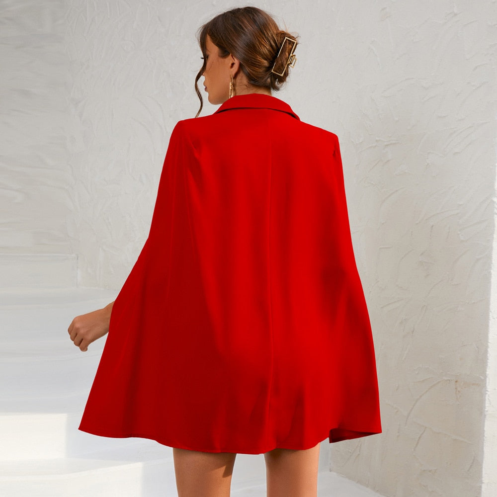Women's Blazer Dress Double Breasted | Formal Mini Cape
