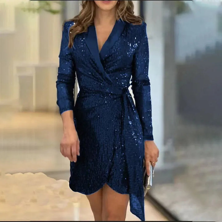 Lutgardis | Women's Blazer Dress | Sequin Wrap Mini Party