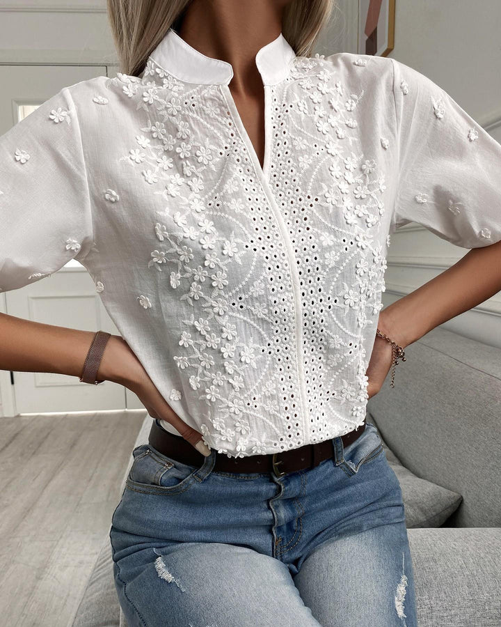 Seraphina | Women's Blouse | Floral Embroidered Sleeve