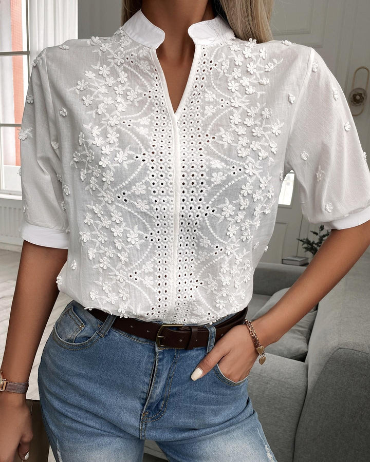 Seraphina | Women's Blouse | Floral Embroidered Sleeve