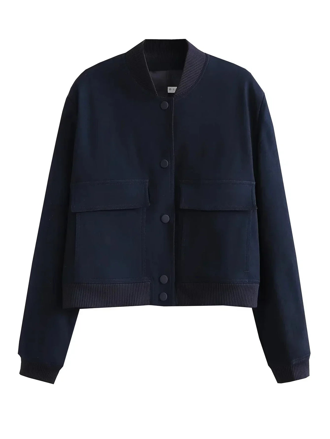 Iokaste | Women's Cropped Bomber Jacket | Snap Button Flap Pocket