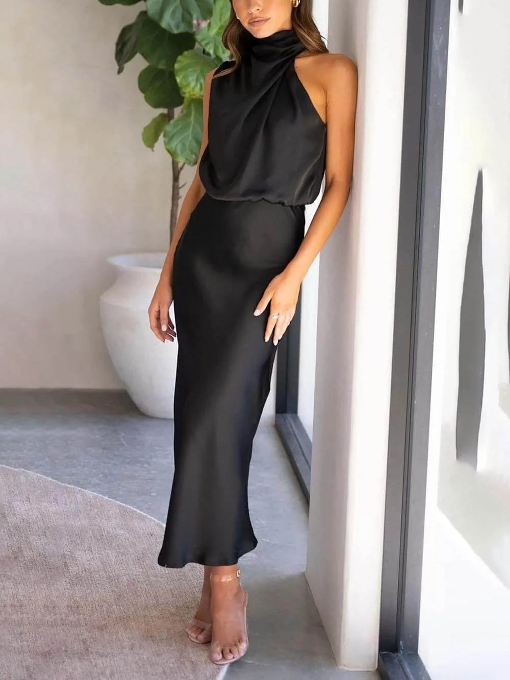 Women’s Bridesmaid Dress Halter Neck | Midi