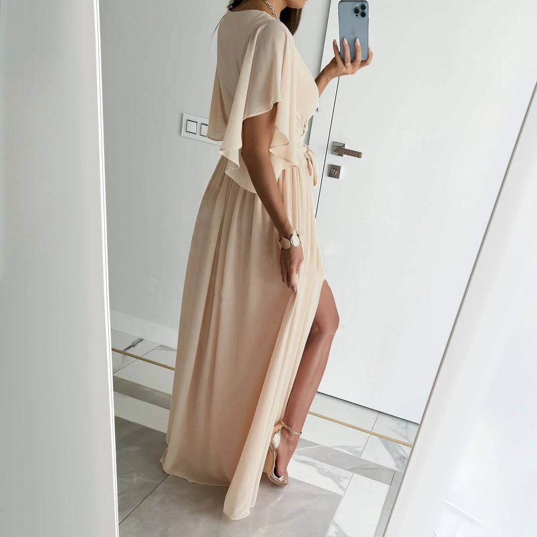 Women's Bridesmaid Dress Wrap Flutter Sleeve Maxi | Formal