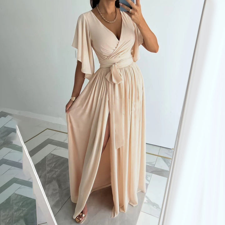 Women's Bridesmaid Dress Wrap Flutter Sleeve Maxi | Formal