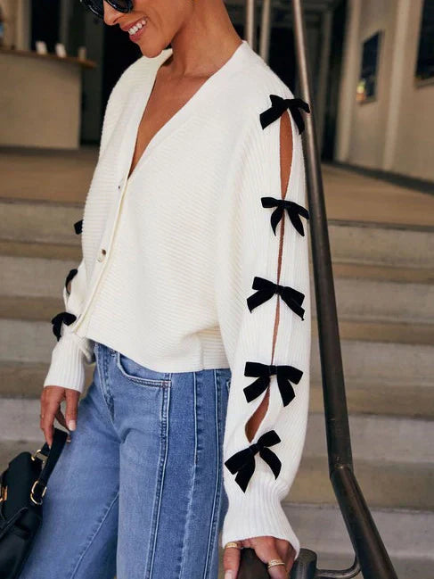 Obiageli | Women's Knit Cardigan | Bow Sleeve Casual