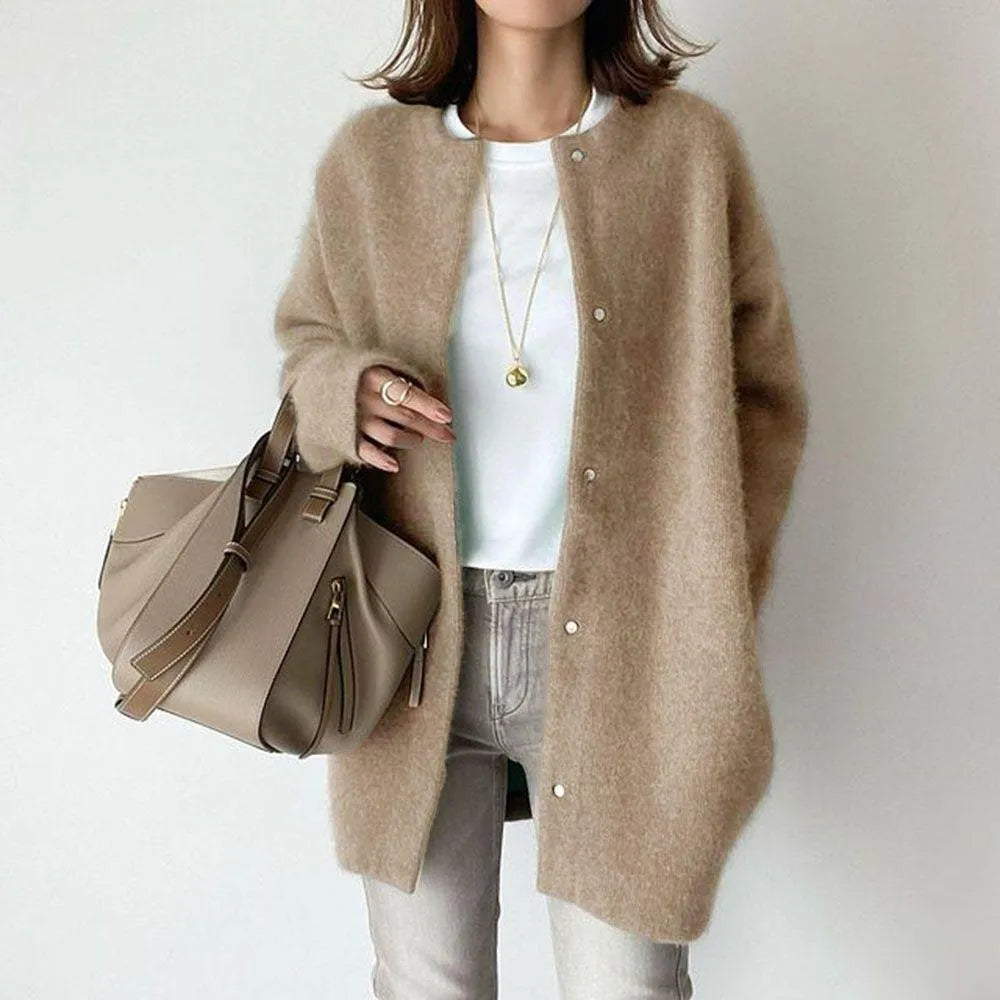 Sybilla | Women's Longline Knit Cardigan | Oversized Button Up Casual