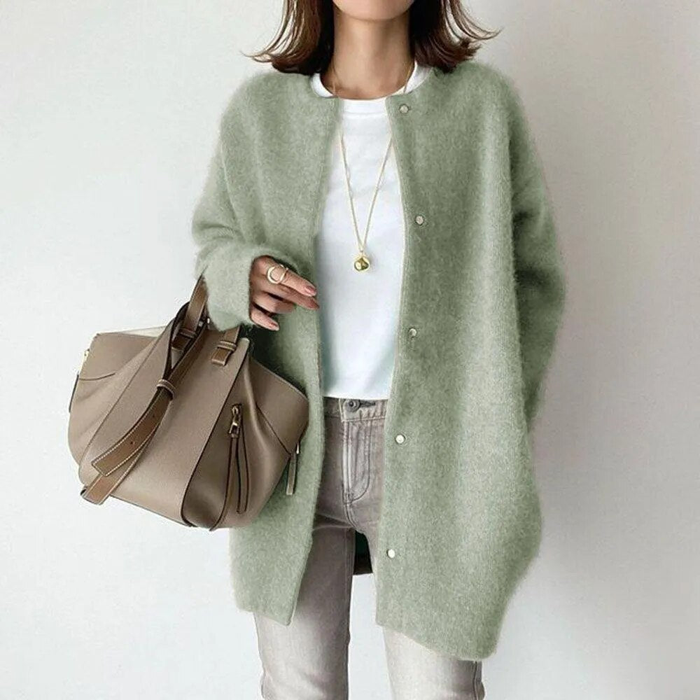 Sybilla | Women's Longline Knit Cardigan | Oversized Button Up Casual