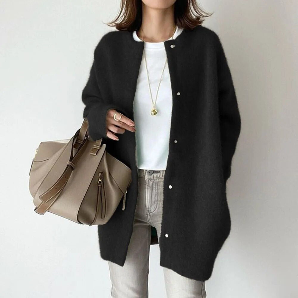 Sybilla | Women's Longline Knit Cardigan | Oversized Button Up Casual