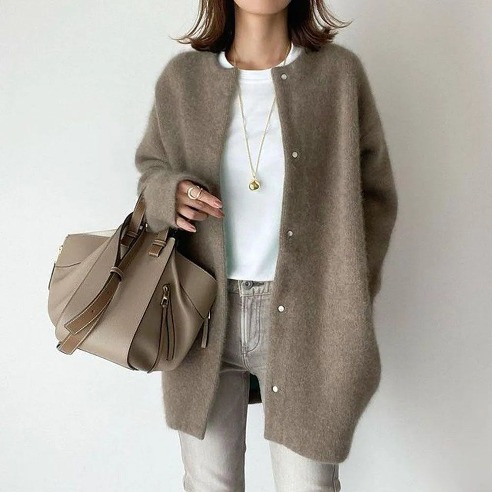 Sybilla | Women's Longline Knit Cardigan | Oversized Button Up Casual
