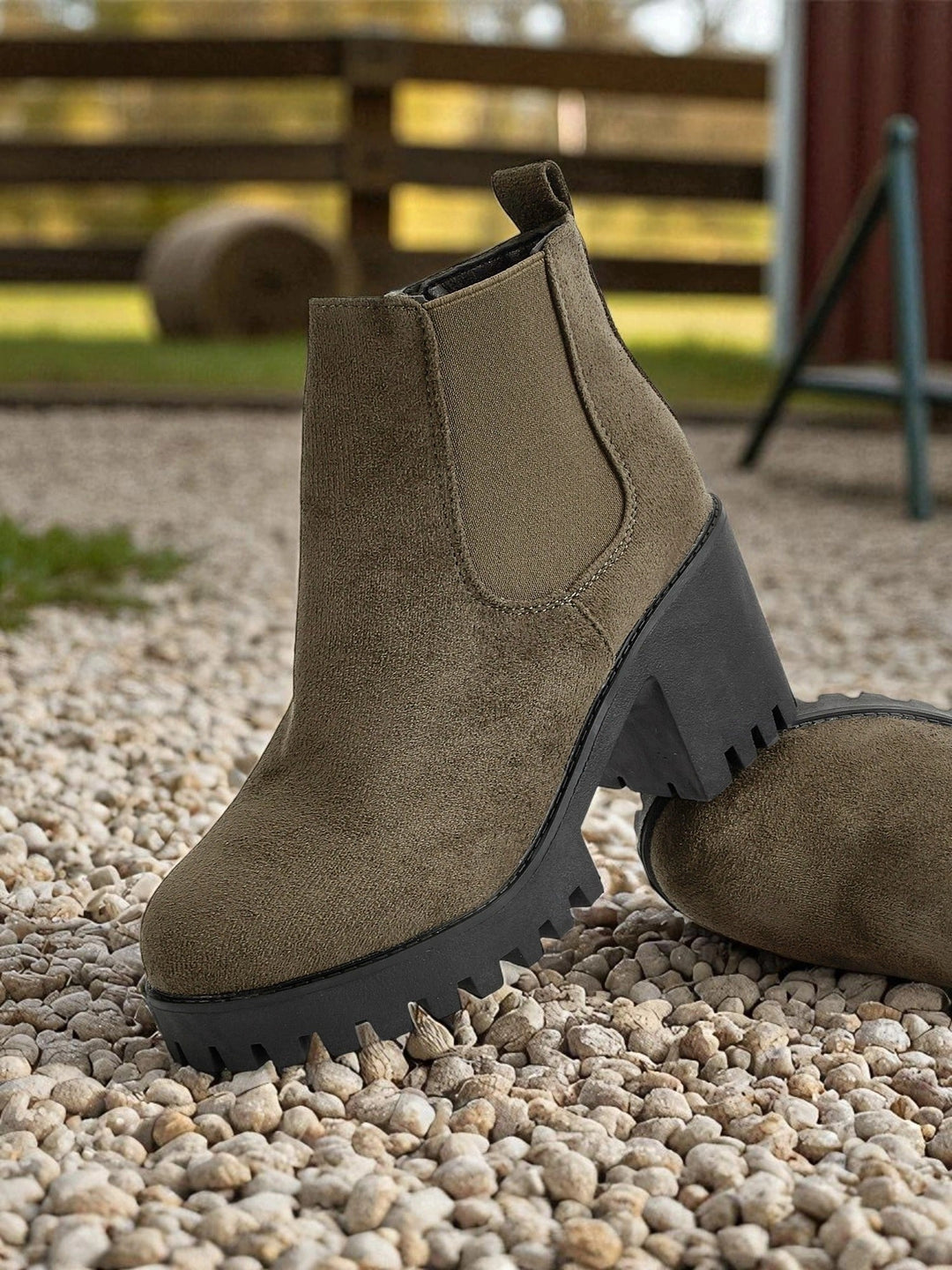 Polymnia | Women's Chelsea Ankle Boots | Block Heel Platform Side Zip