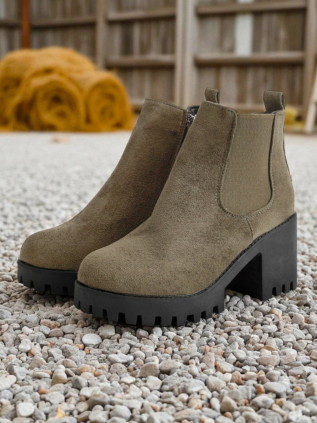 Polymnia | Women's Chelsea Ankle Boots | Block Heel Platform Side Zip