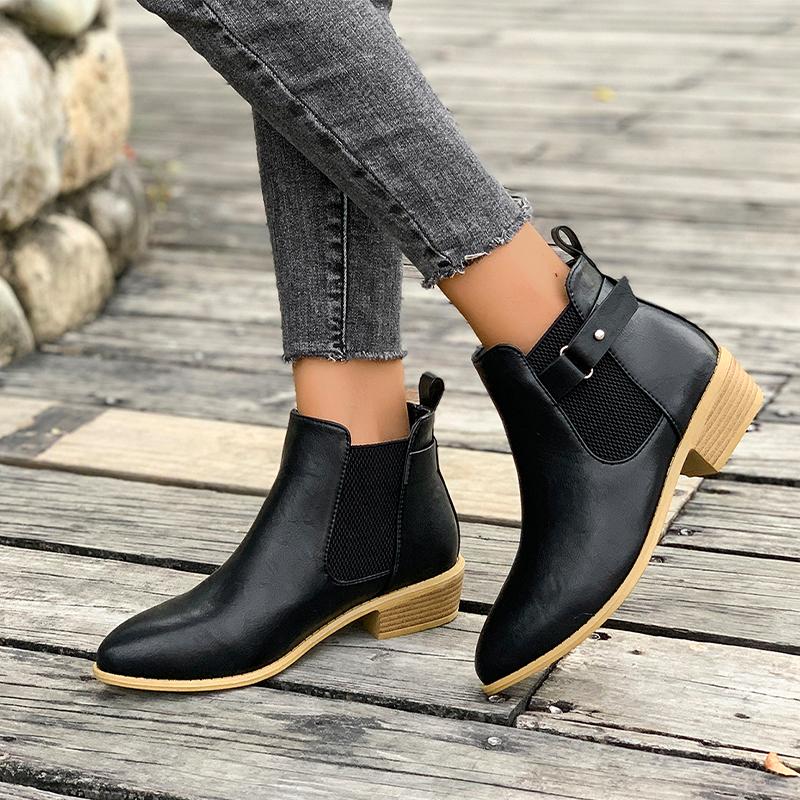 Nova | Women's Chelsea Ankle Boots | Buckle Strap Block Heel