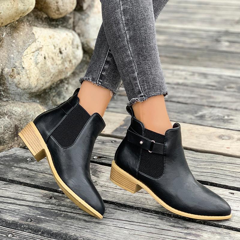 Nova | Women's Chelsea Ankle Boots | Buckle Strap Block Heel