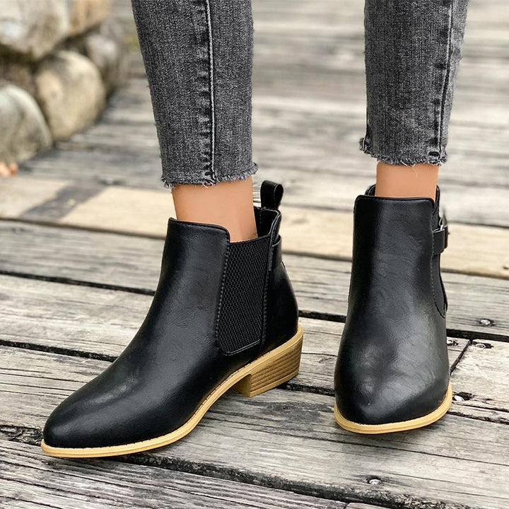 Nova | Women's Chelsea Ankle Boots | Buckle Strap Block Heel