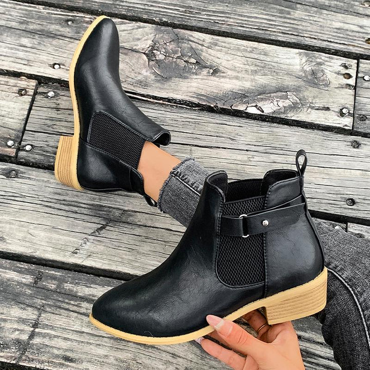 Nova | Women's Chelsea Ankle Boots | Buckle Strap Block Heel