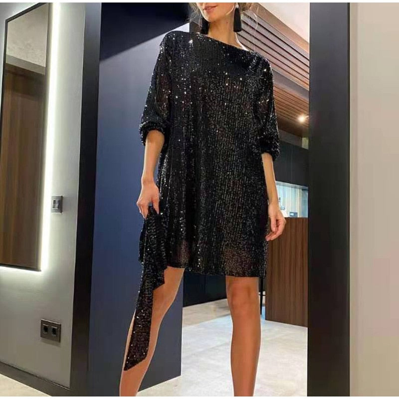 Rhea | Women's Long Sleeve Mini Sequin Dress | Cocktail Party