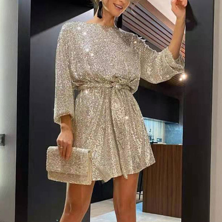 Rhea | Women's Long Sleeve Mini Sequin Dress | Cocktail Party