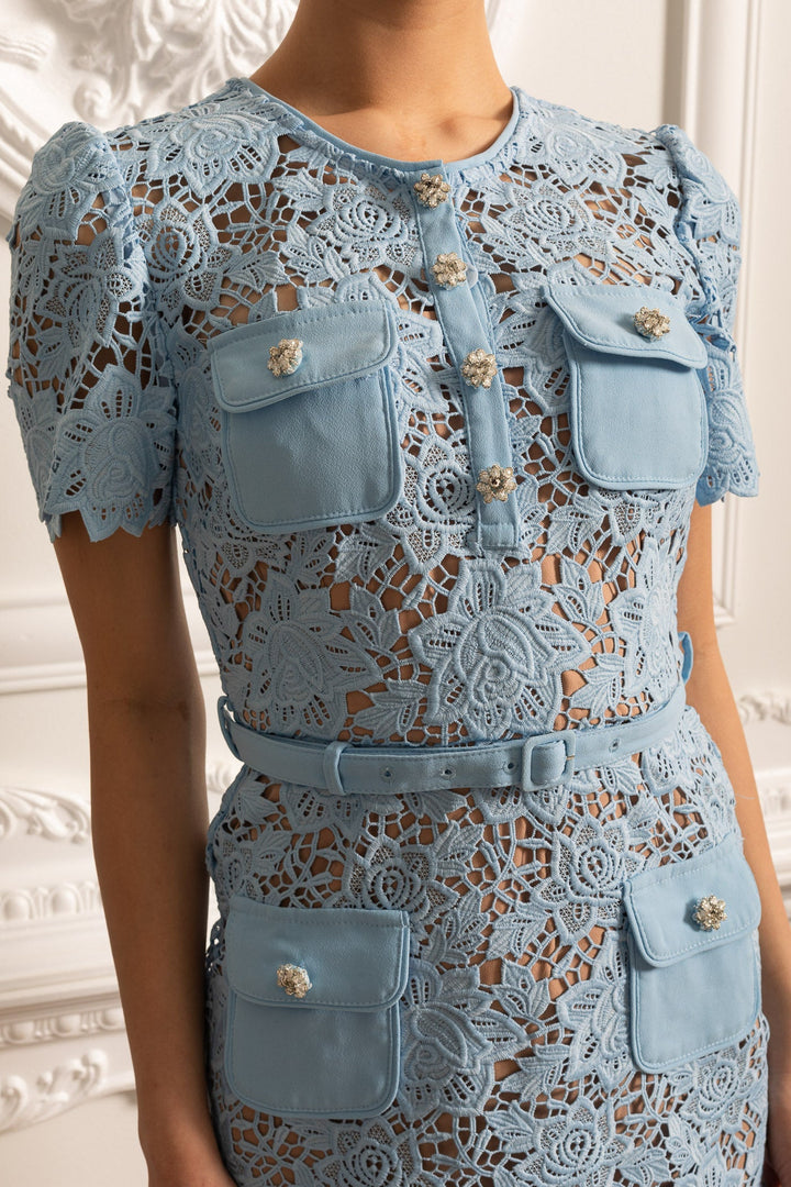 Women's Cocktail Dress Short Sleeve Embroidered | Mini