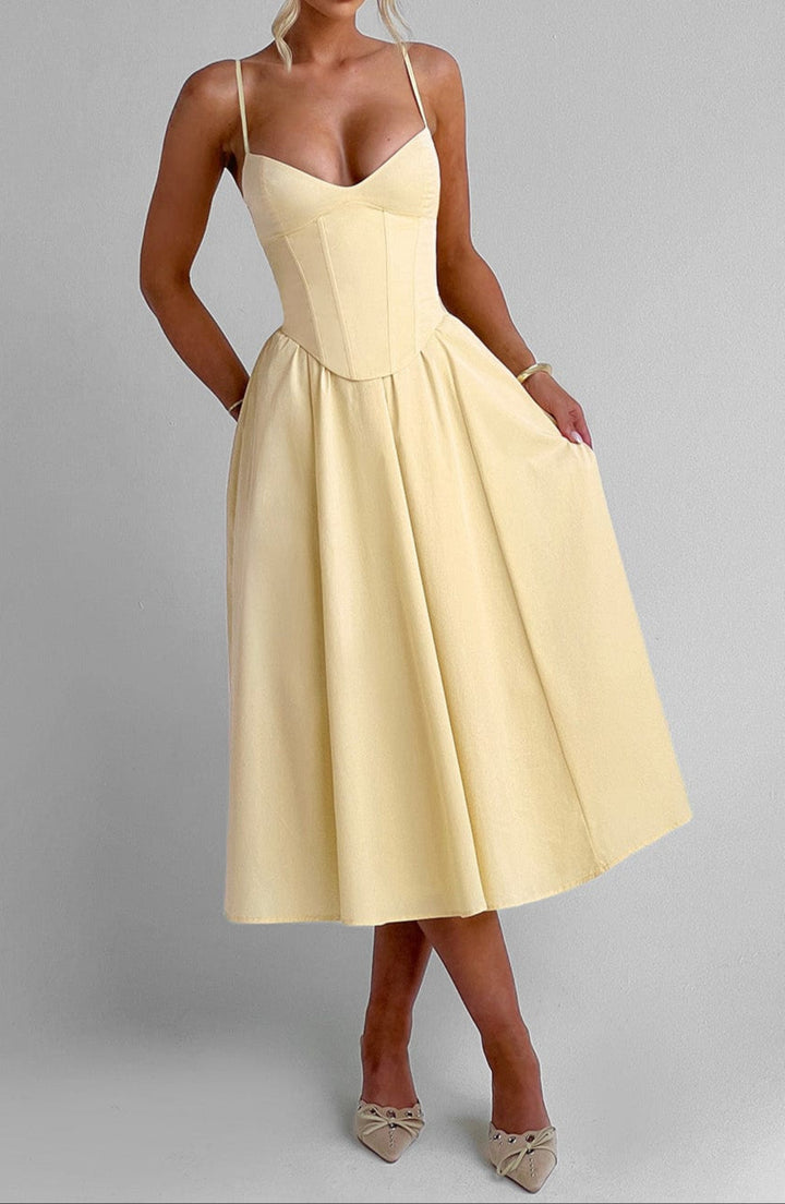 Women's Corset Dress Midi A-Line Spaghetti Strap | Formal