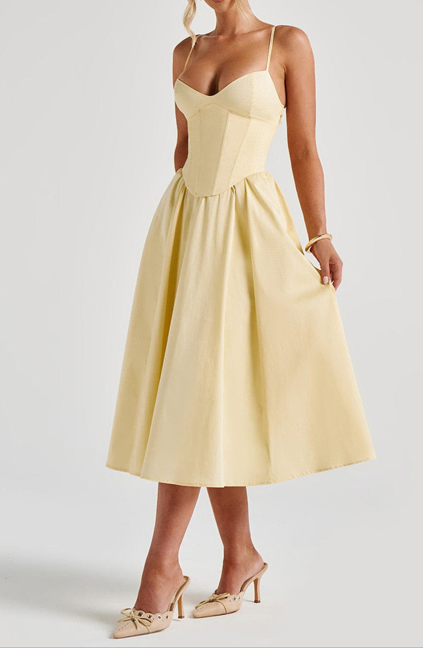 Women's Corset Dress Midi A-Line Spaghetti Strap | Formal