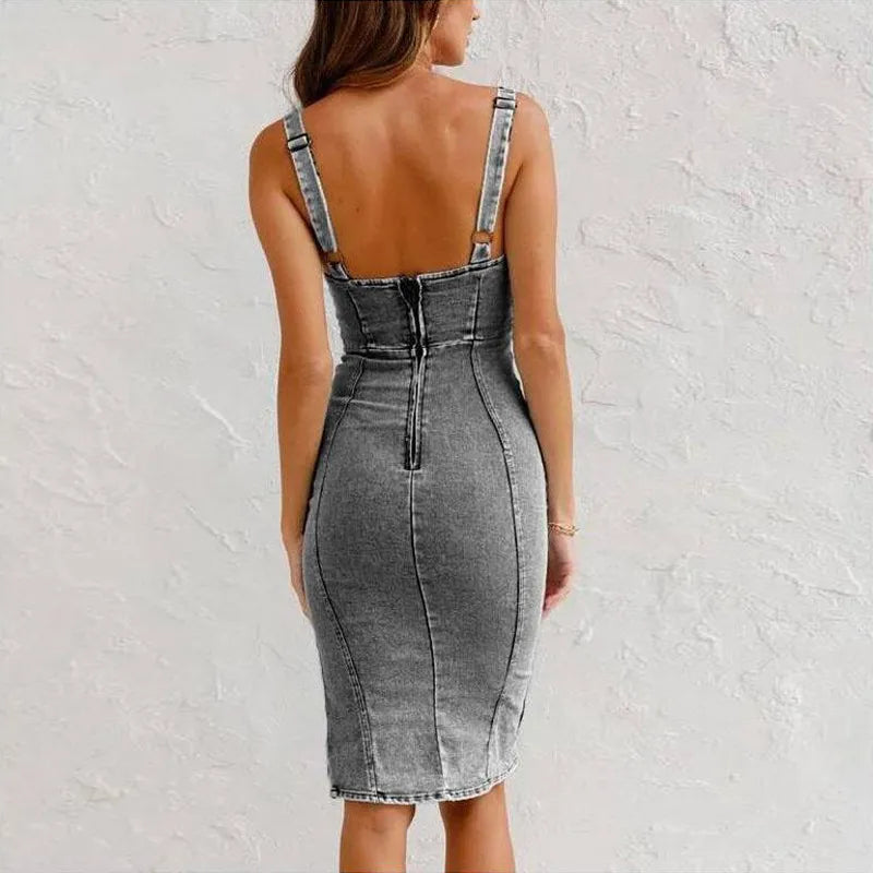 Women's Corset Dress Midi Bodycon Sleeveless Zip | Casual
