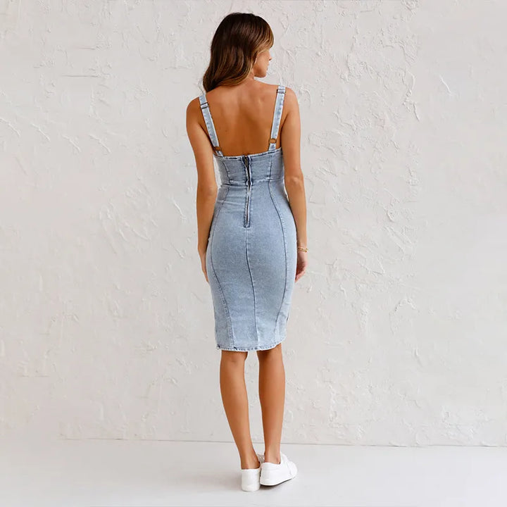 Women's Corset Dress Midi Bodycon Sleeveless Zip | Casual