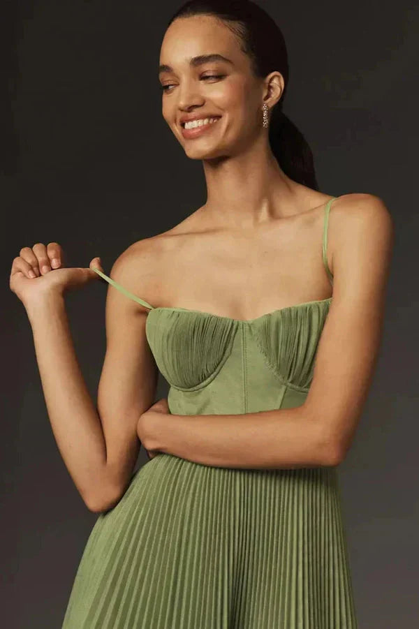 Women's Corset Dress Pleated Midi Spaghetti Strap | Formal