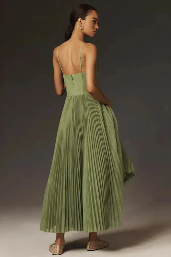 Women's Corset Dress Pleated Midi Spaghetti Strap | Formal