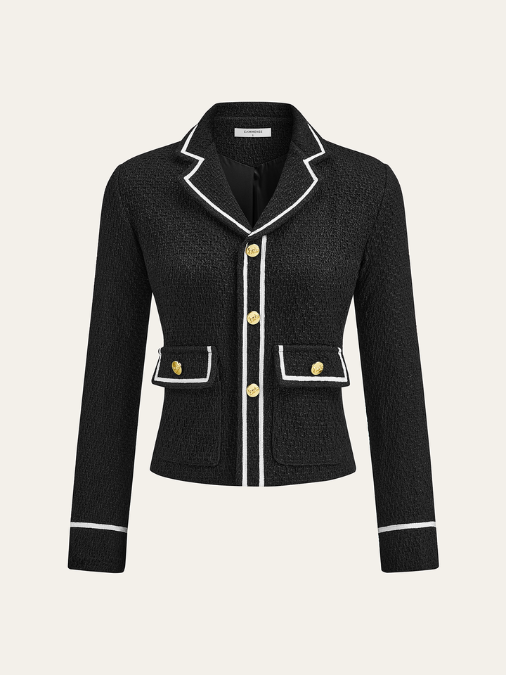 Luna | Women's Cropped Blazer | Contrast Trim Pockets Chic
