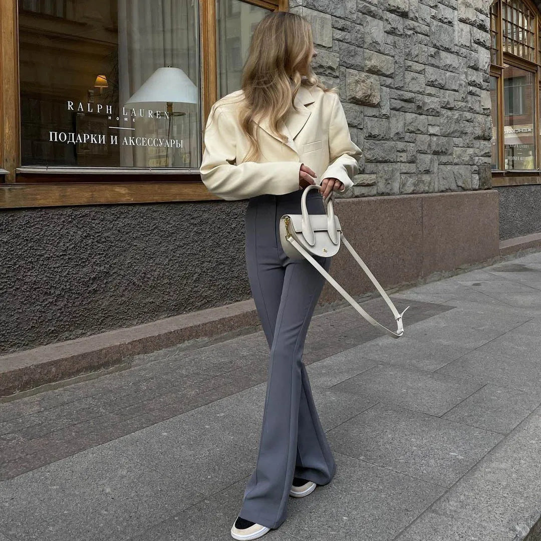 Maya | Women's Cropped Blazer | Curved Hem Notched Collar