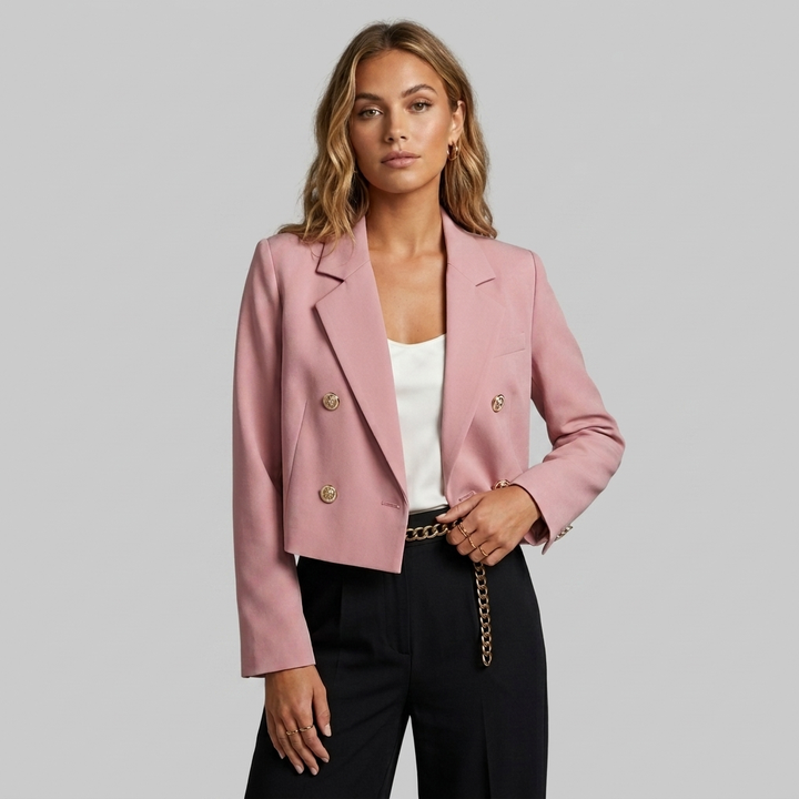 Eadgifu | Women's Cropped Blazer | Double Breasted Lapel Tailored