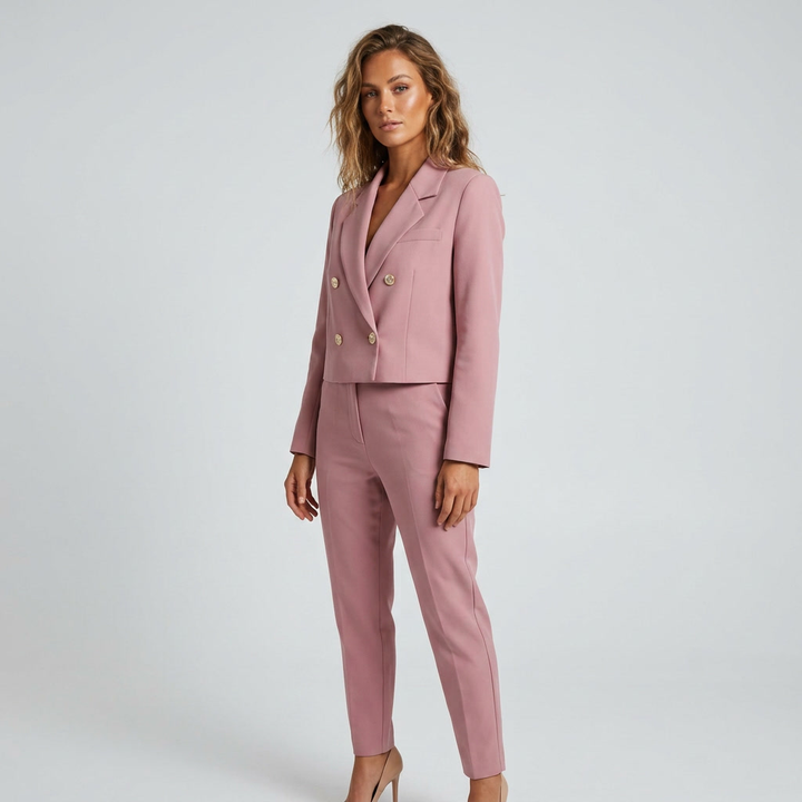 Eadgifu | Women's Cropped Blazer | Double Breasted Lapel Tailored